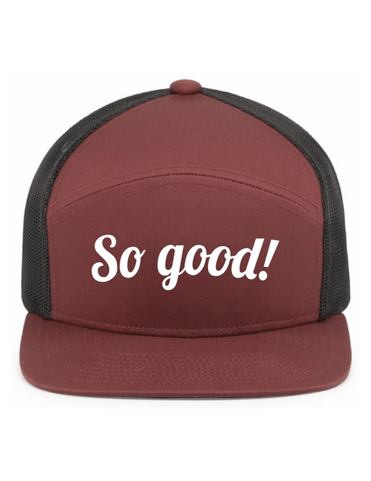 6-Panel Arch (BRICK/LT CHARCOAL) Snapback Hat w/ Embroidery - So Good!