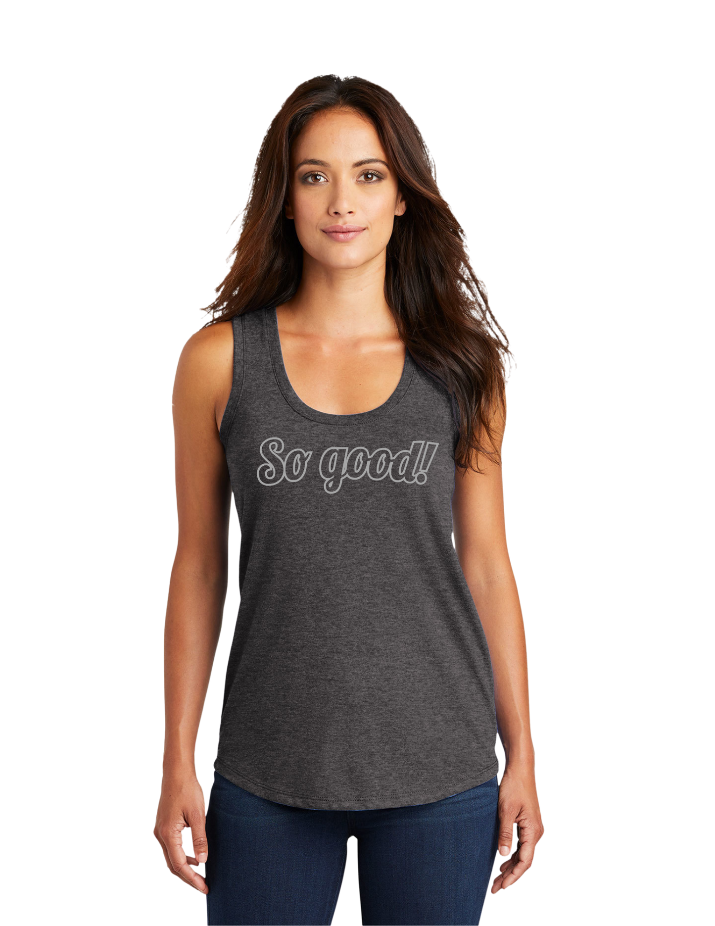 OUTLINE Logo Women's Racerback Tank (HEATHERED CHARCOAL) - So Good!