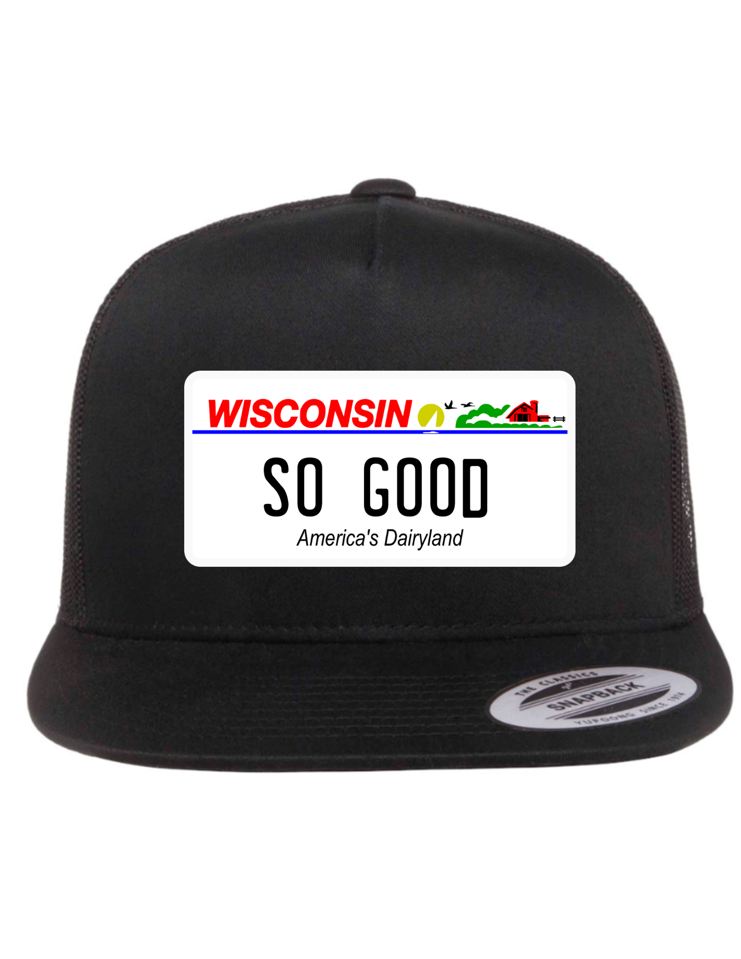 So Good Wisconsin License Plate Trucker Hats