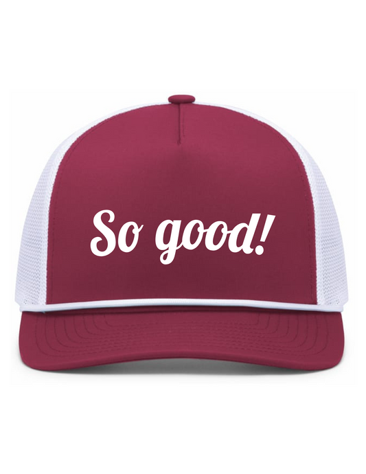 Weekender Trucker Hat w/ Embroidery (BERRY/WHITE) - So Good!