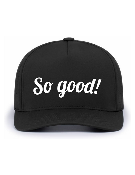 Perforated Weekender Snapback Hat w/ Embroidery (BLACK) - So Good!