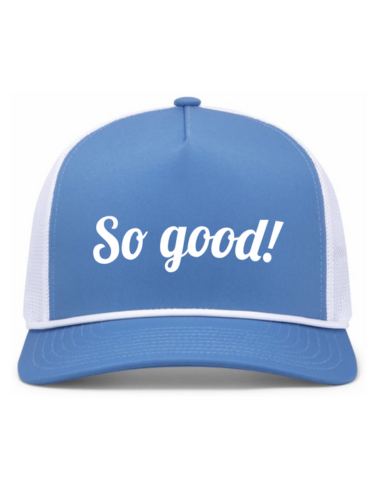 Weekender Trucker Hat w/ Embroidery (OCEAN BLUE/WHITE) - So Good!