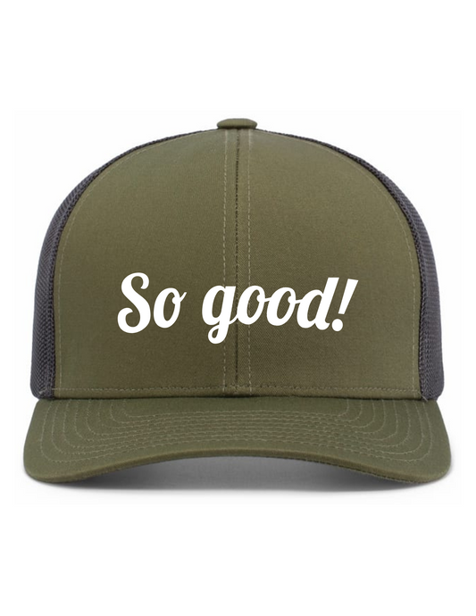 Trucker Snapback Hat w/ Embroidery (MOSS GREEN/LT CHARCOAL) - So Good!