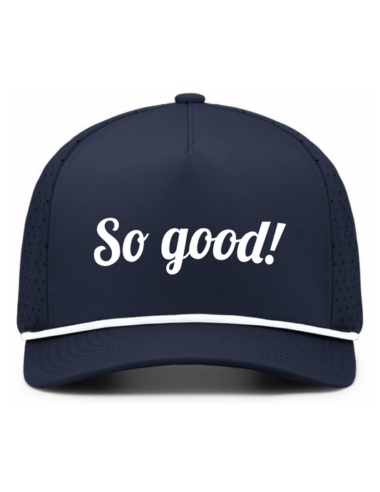 Perforated Weekender Snapback Hat w/ Embroidery (NAVY w/ WHT ROPE) - So Good!