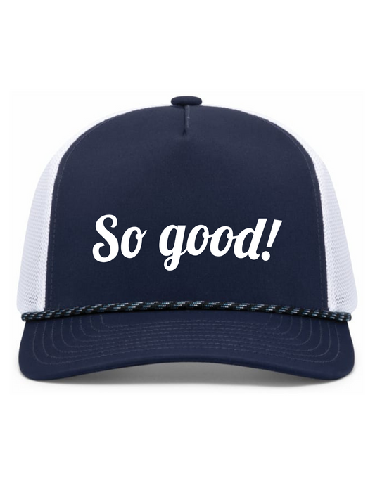 Weekender Trucker Hat w/ Embroidery (NAVY/WHITE) - So Good!