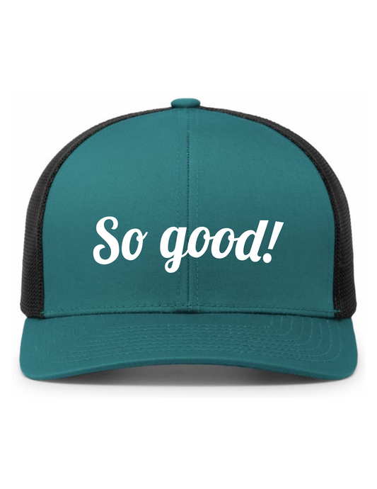 Trucker Snapback Hat w/ Embroidery (JAGUAR TEAL/LT CHARCOAL) - So Good!