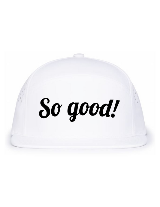 Perforated 6-Panel Arch (WHITE) Hat w/ Embroidery - So Good!